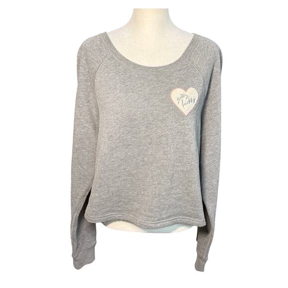Gilly Hicks Cropped Boxy‎ Sweatshirt Women Large Heart Active Performance Lounge - Picture 1 of 10